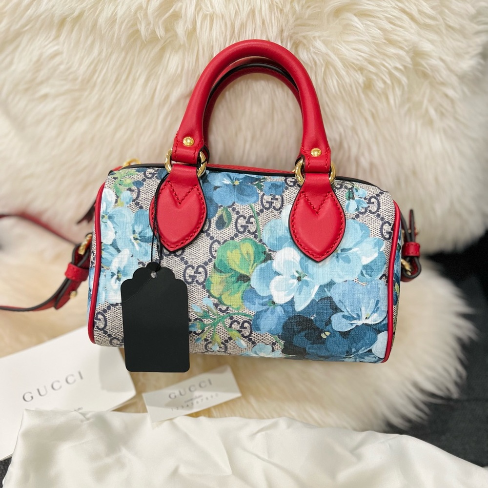 GG Supreme Monogram Blooms Crossbody Mini Boston